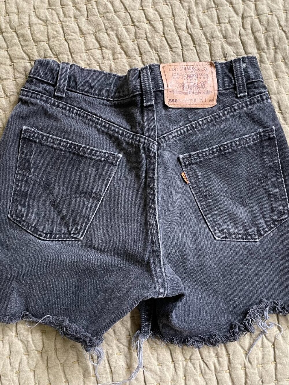 Vintage Black Orange Tab Levi's Cutoff Shorts, 28 Waist